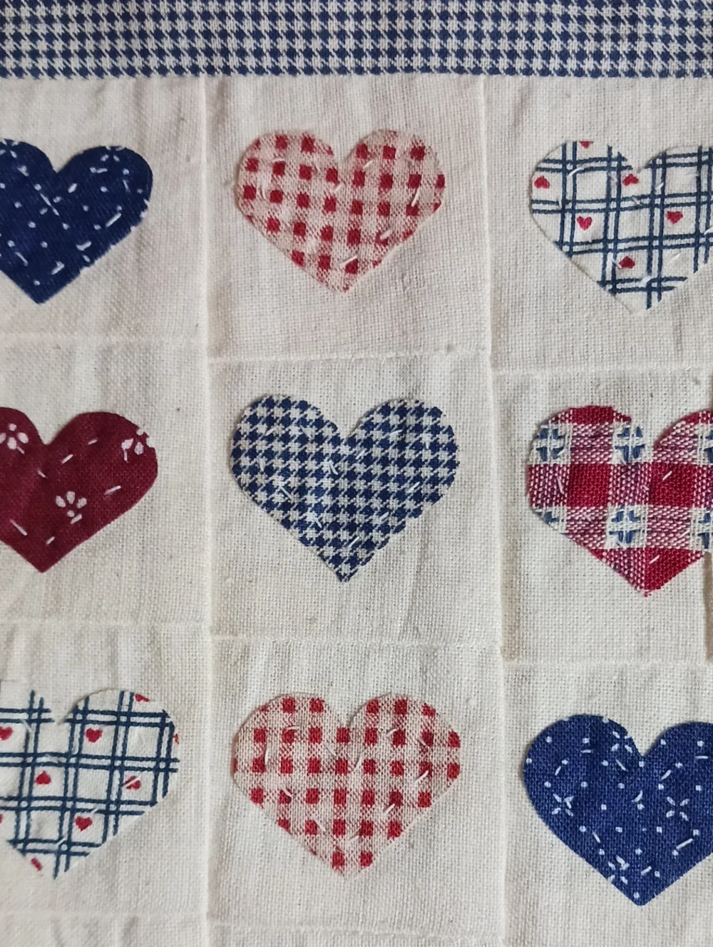 Country Farmhouse Heart Mini Quilt Wall Hanging Decor Patchwork Rustic Cottage